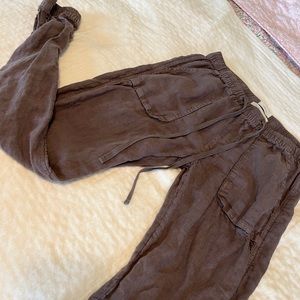 Brown Linen Cargo pants
